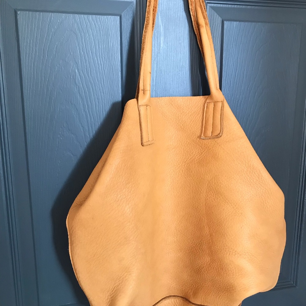 Boho tote, light Cognac beautiful supple leather.